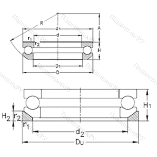 Подшипник шариковый упорный 53406+U 406 от производителя  NKE