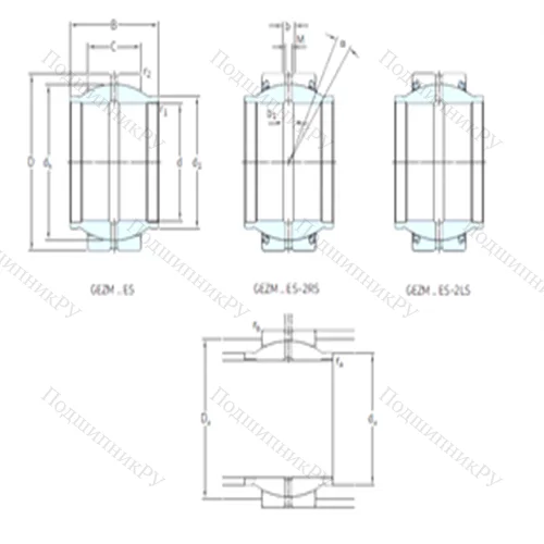 Подшипник скольжения сферический GEZM 308ES-2RS от производителя  SKF
