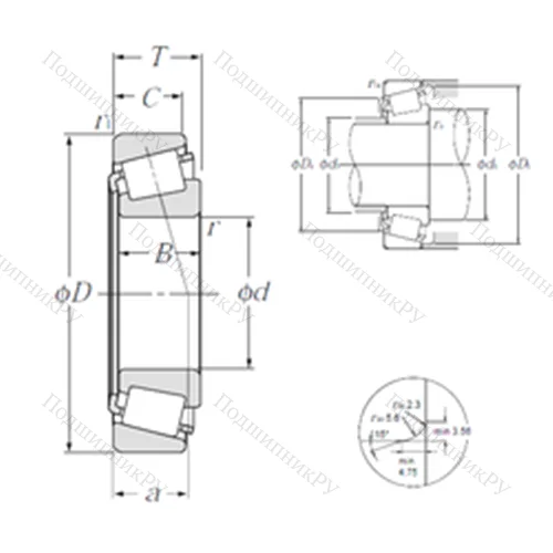Подшипник роликовый радиально-упорный 4T-LM 300849/LM 300811 от производителя  NTN