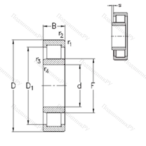 Подшипник роликовый радиальный NU 252-E-M 6