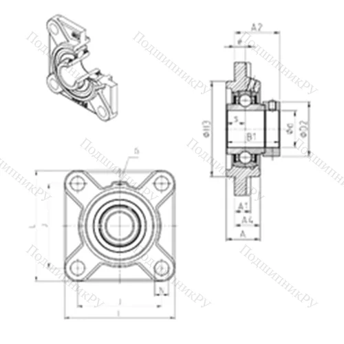Подшипниковый узел шариковый радиальный EXFS 319 от производителя  SNR