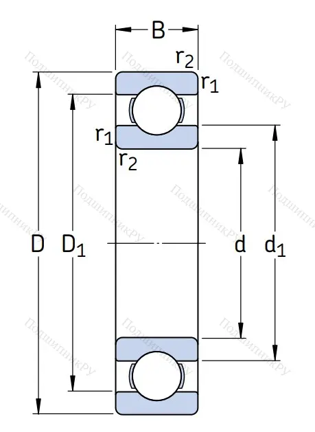 Однорядный шариковый подшипник 6405 C 3 от производителя  SKF