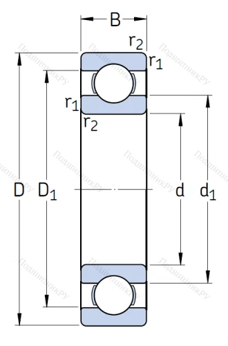 Однорядный шариковый подшипник 6313/C 3 от производителя  SKF
