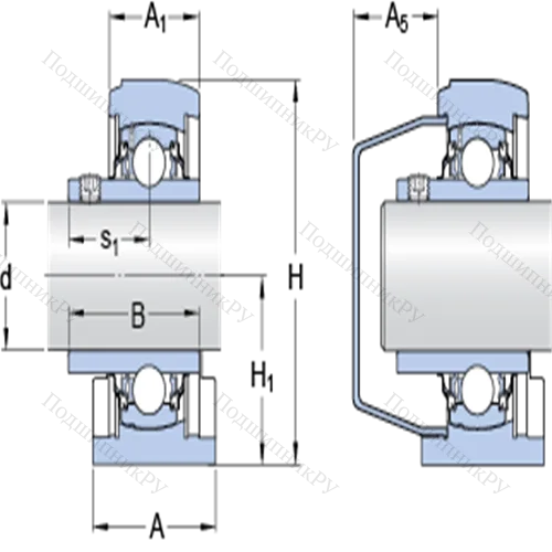 Стационарные подшипниковые узлы типа Y (литой корпус с коротким основанием, крепление стопорными винтами) SYFWK 1.1/2 LTHR
