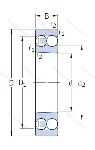 Двухрядный шариковый подшипник 1309 EKTN 9 от производителя  SKF