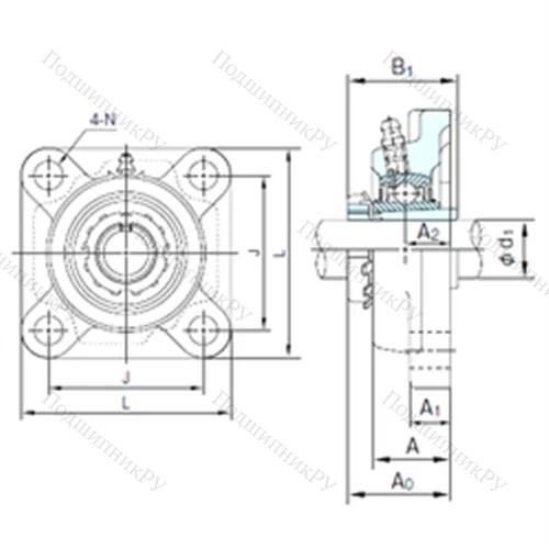 Подшипниковый узел шариковый радиальный UKF 205+H 2305 от производителя  NACHI