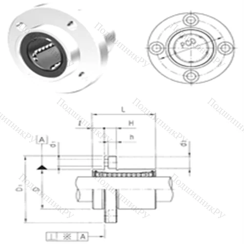 Подшипник шариковый линейный LMEFP 25UU от производителя  Samick