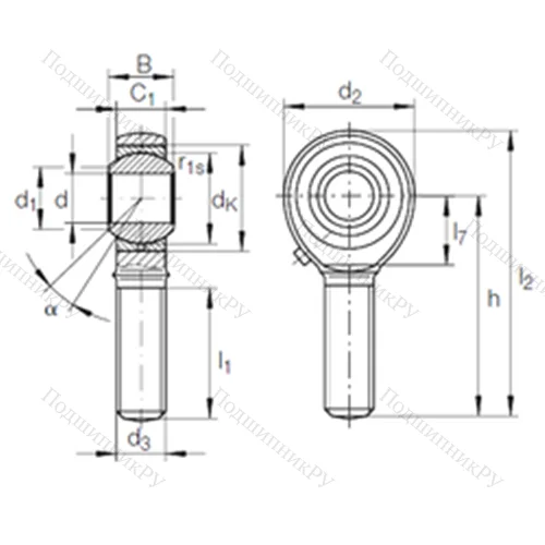 Подшипник скольжения сферический GAKR 22 PB от производителя  INA