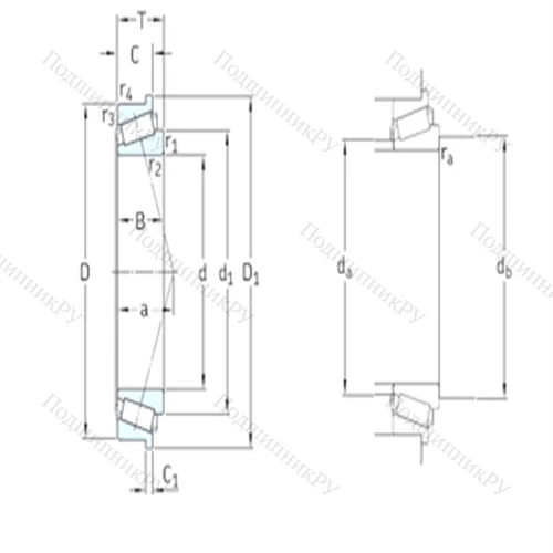 Подшипник роликовый радиально-упорный 32008XR/QVA 621 от производителя  SKF