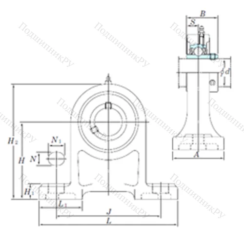 Подшипниковый узел шариковый радиальный UCPH 205-16 от производителя  KOYO