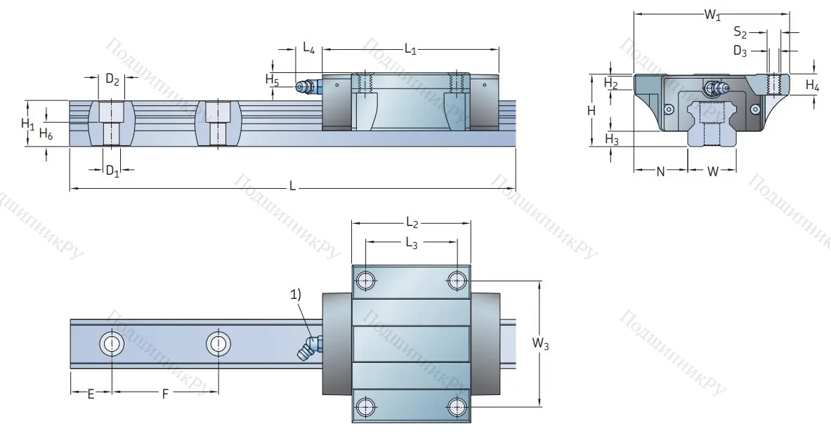 Профильная рельсовая направляющая LLTHS 25 R 1 T 1 220 P 3 E=0 (M/P 011515) в Ростове-на-Дону