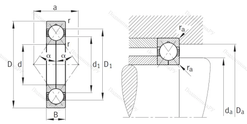 Радиально-упорный шариковый подшипник QJ 217 XL MPA от производителя  FAG Радиально-упорный шариковый подшипник QJ 217 XL MPA от производителя  FAG