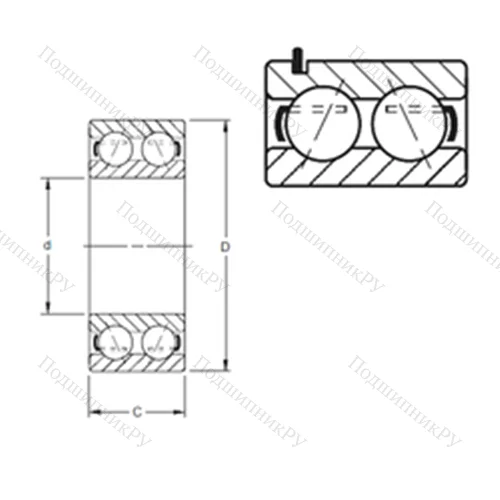 Подшипник шариковый радиально-упорный 5308KG