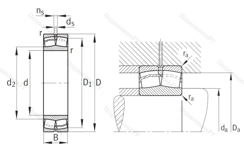 Сферический роликовый подшипник 22216 E 1 C 3 от производителя  FAG
