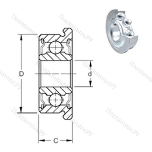 Подшипник шариковый радиальный F 688-2ZW 6 от производителя  ZEN