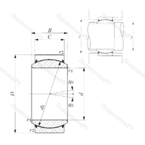 Подшипник скольжения сферический GE 50EC-2RS от производителя  IKO