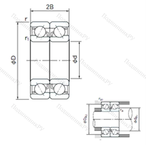 Подшипник шариковый радиально-упорный спаренный 7305CDB