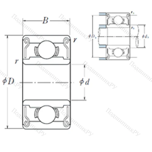 Подшипник шариковый радиальный R 2-6-2RS от производителя  ISO