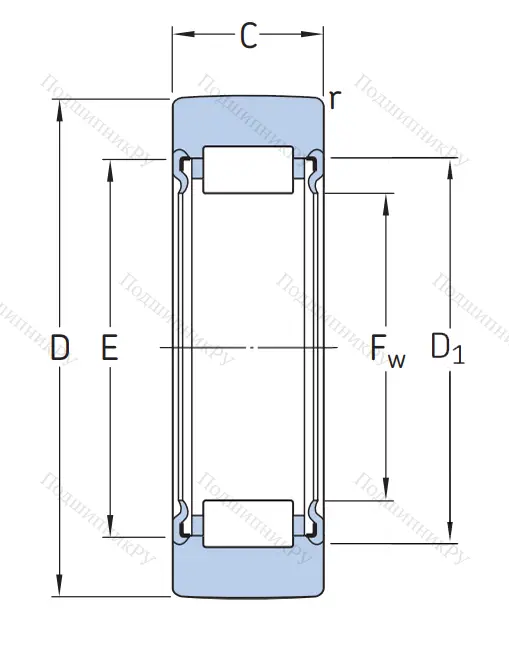 Игольчатый подшипник RNA 22/8 2RS от производителя  SKF