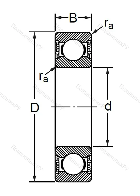 Шариковый однорядный подшипник 180302 (6302 2RS)