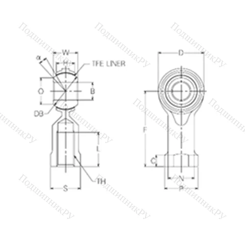 Подшипник скольжения сферический RBT 10