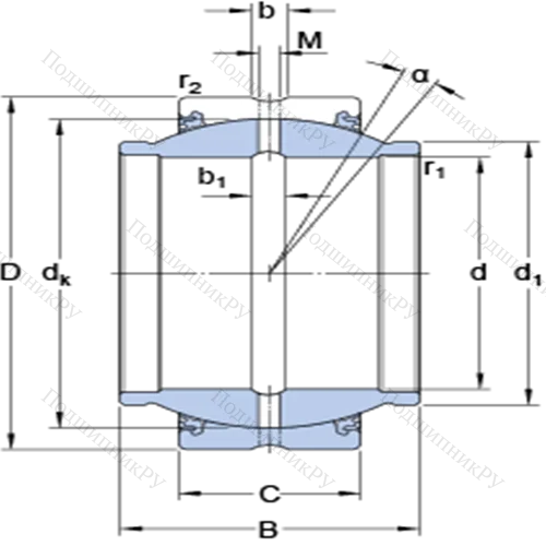 Радиальные сферические подшипники скольжения с контактными поверхностями сталь/сталь, требующие техобслуживания GEZM 106 ESX-2LS