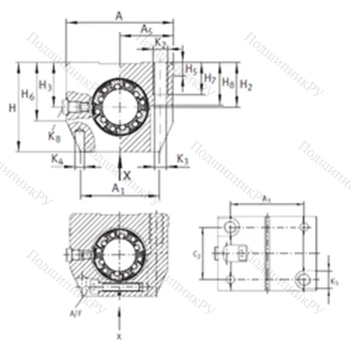 Подшипник шариковый линейный KGNS 25 C-PP-AS от производителя  INA