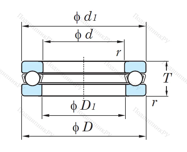 Упорный шариковый подшипник 51105 MG