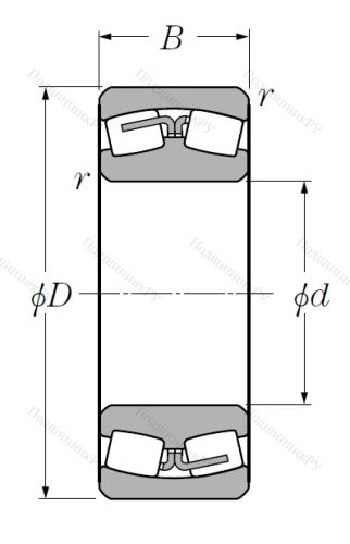 Сферический роликовый подшипник 22224 B (EA) D 1 от производителя  NTN