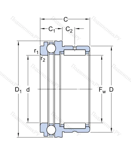 Комбинированный подшипник NKX 12 от производителя  SKF