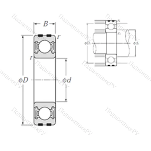 Подшипник шариковый радиальный EC-6007LLB