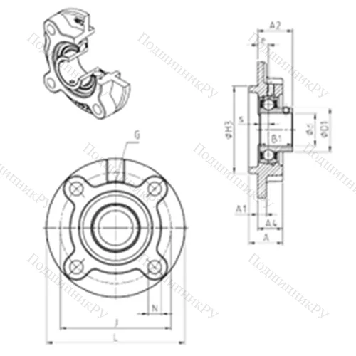 Подшипниковый узел шариковый радиальный USFC 201 от производителя  SNR