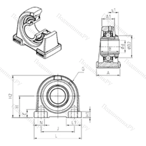 Подшипниковый узел шариковый радиальный UKPA 205H от производителя  SNR
