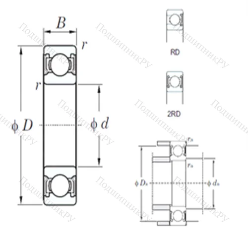 Подшипник шариковый радиальный 6005-2RD