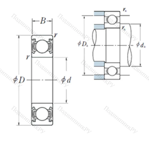 Подшипник шариковый радиальный 6826ZZS