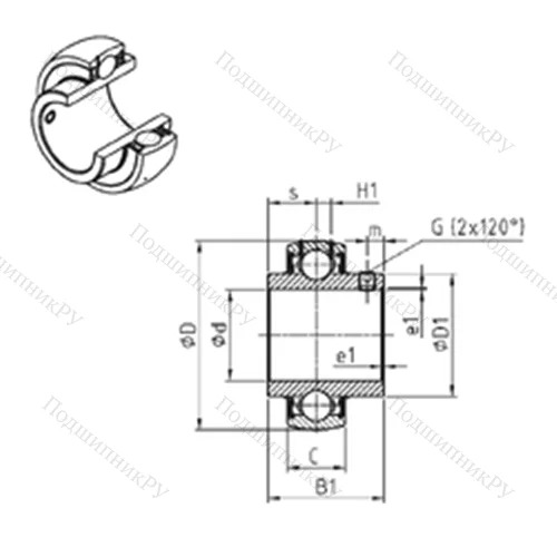 Подшипник шариковый радиальный UC 212-36 от производителя  SNR