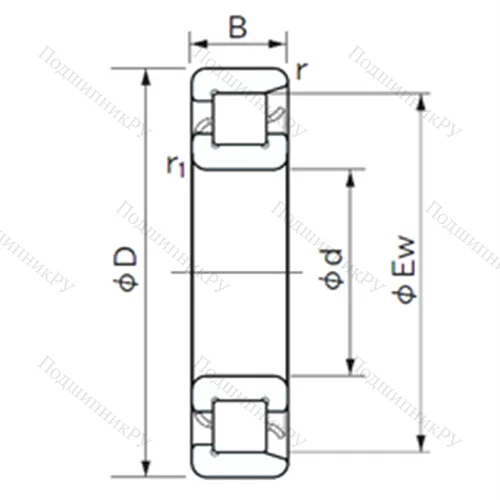 Подшипник роликовый радиальный NF 1072
