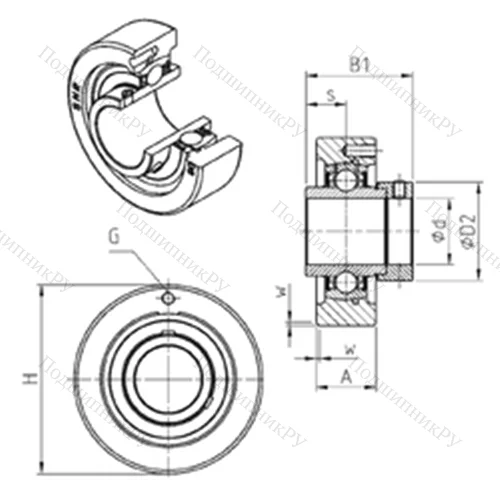 Подшипниковый узел шариковый радиальный EXC 309 от производителя  SNR