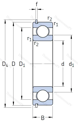 Однорядный шариковый подшипник 6305 NR/C 3 от производителя  SKF