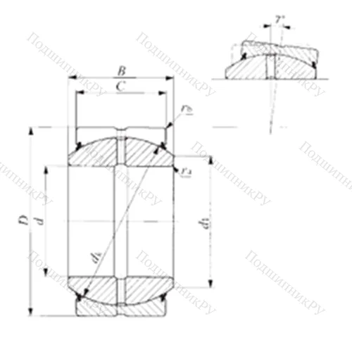Подшипник скольжения сферический SBB 36-2RS от производителя  IKO Подшипник скольжения сферический SBB 36-2RS от производителя  IKO