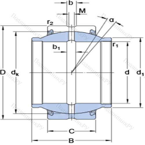 Радиальные сферические подшипники скольжения с контактными поверхностями сталь/сталь, требующие техобслуживания GEM 20 ES-2RS от производителя  SKF