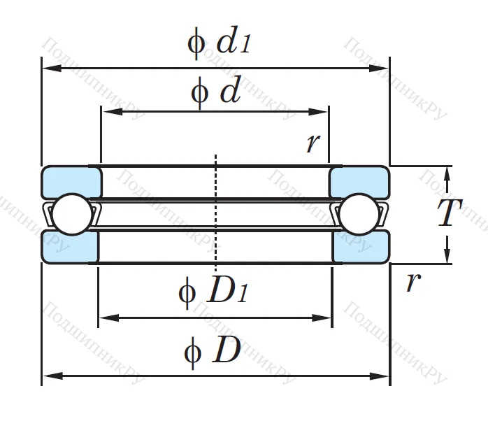Упорный шариковый подшипник 51113
