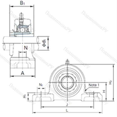 Подшипниковый узел шариковый радиальный UKP 310+H 2310 от производителя  NACHI