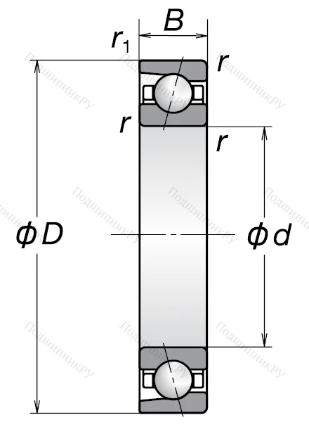 Однорядный шариковый подшипник 7212 BW