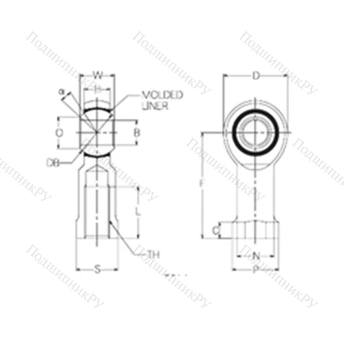 Подшипник скольжения сферический RBM 20 от производителя  NMB