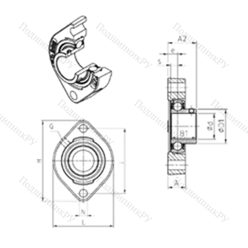 Подшипниковый узел шариковый радиальный USFD 201 от производителя  SNR