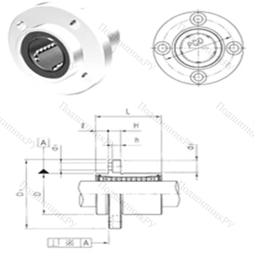Подшипник шариковый линейный LMFP 40UU от производителя  Samick