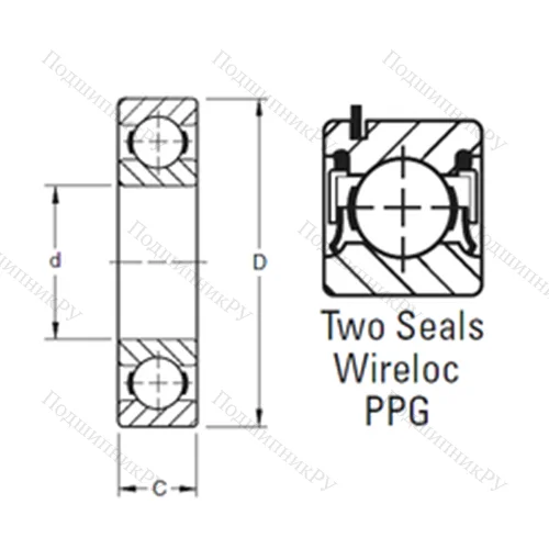 Подшипник шариковый радиальный 9104PPG