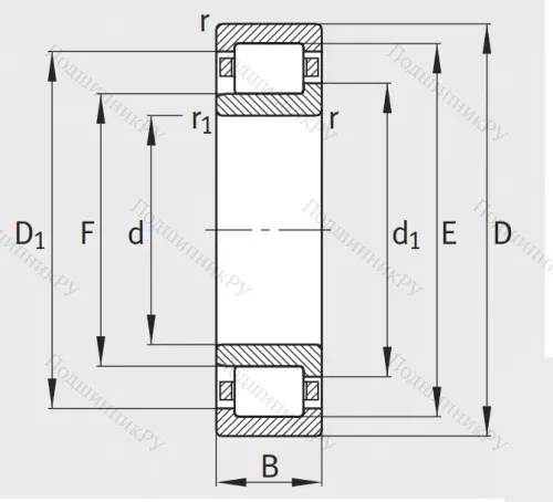 Роликовый цилиндрический подшипник NJ 2305 E XL TVP 2 от производителя  FAG