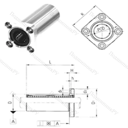 Подшипник шариковый линейный LMEK 25LUU от производителя  Samick